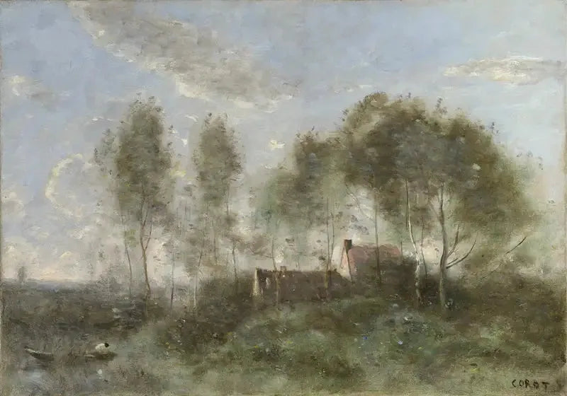 Souvenir d'un voyage à Coubron - Jean-Baptiste Camille Corot image 1 tableau peint à l’huile sur toile
