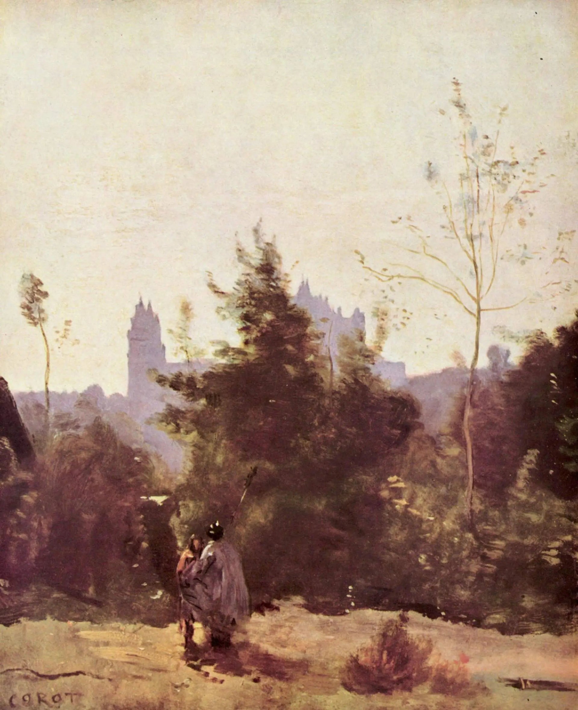 Souvenir de Pierrefonds - Jean-Baptiste Camille Corot image 1 copie de tableau peinte à la main