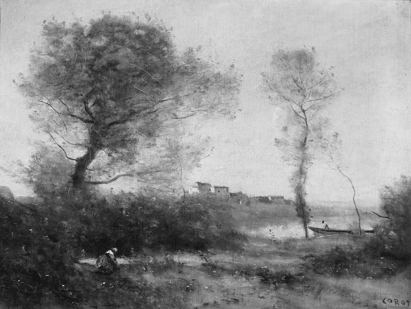 Souvenir des bords de Saône - Jean-Baptiste Camille Corot image 1 reproduction réalisée par Alpha Reproduction