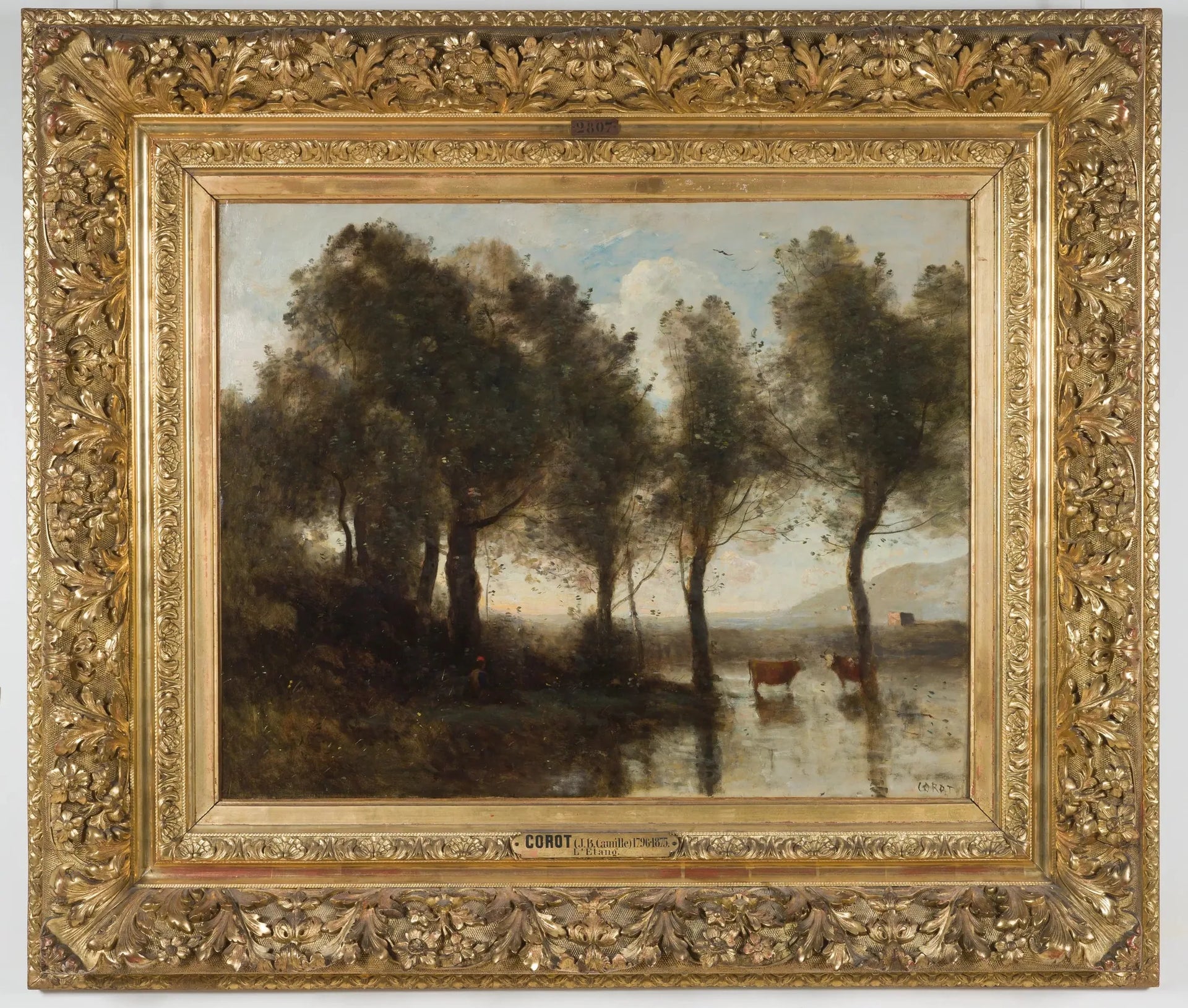 Souvenir des marais du Beauvaisis. L'étang - Jean-Baptiste Camille Corot image 1 reproduction de peinture à l’huile