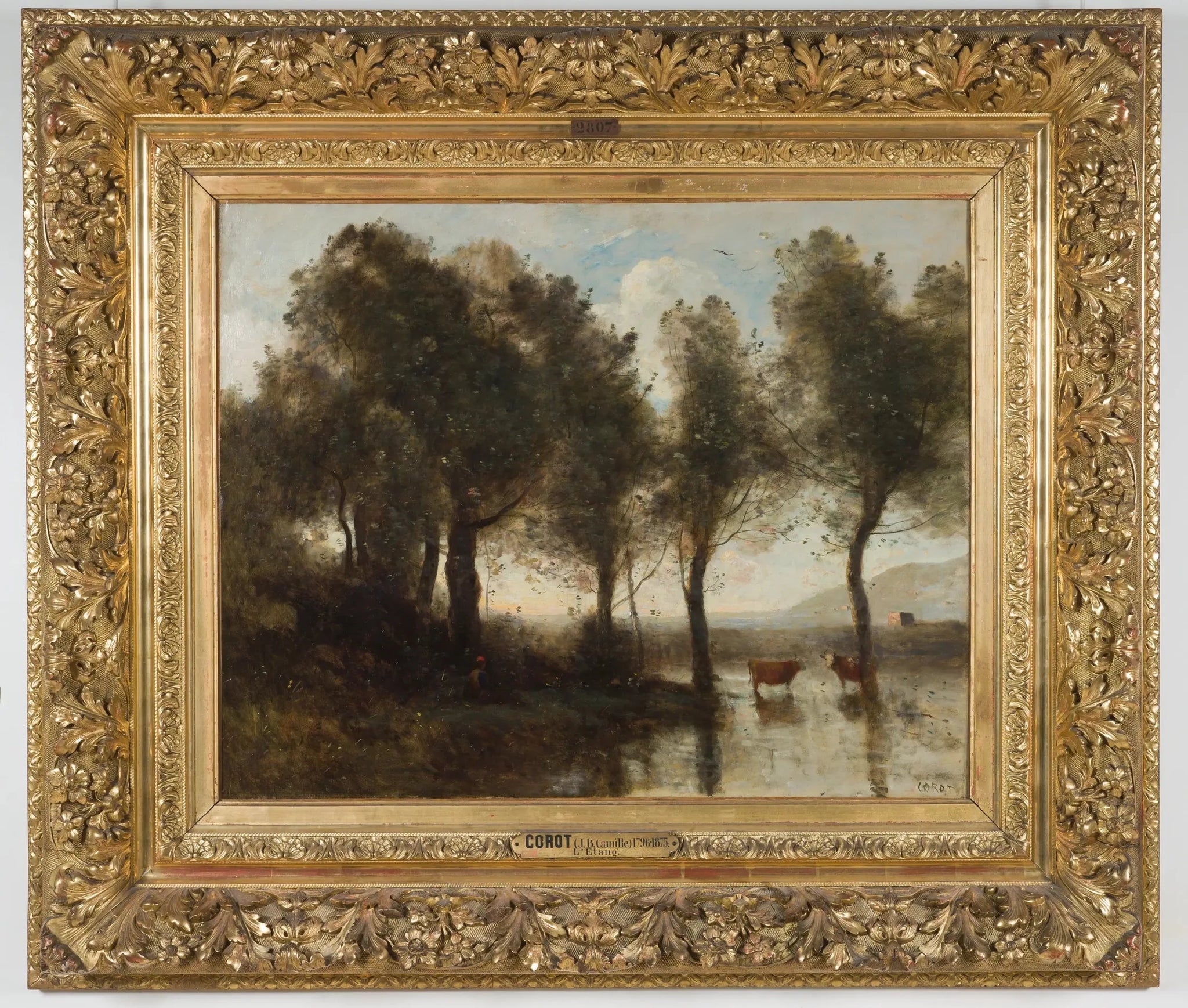 Souvenir des marais du Beauvaisis. L'étang - Jean-Baptiste Camille Corot image 1 reproduction de peinture à l’huile