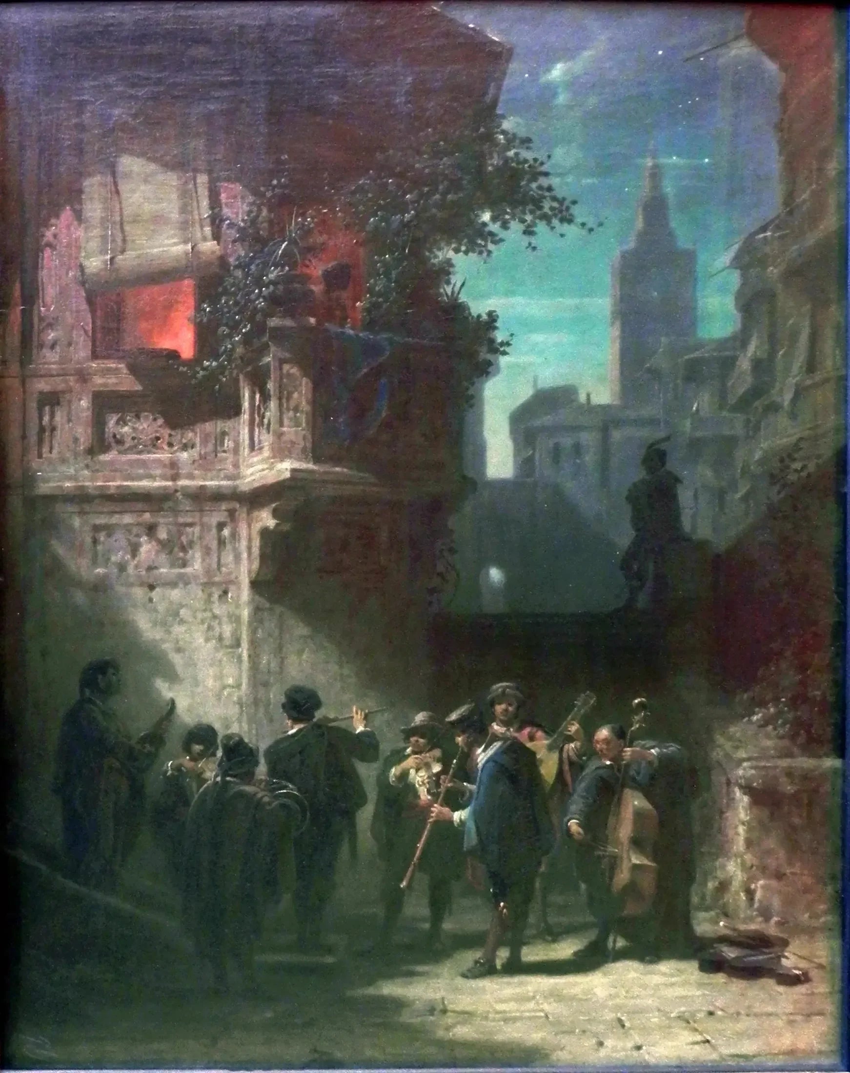 Spanisches Ständchen - Carl Spitzweg image 1 copie peinte à la main à l’huile