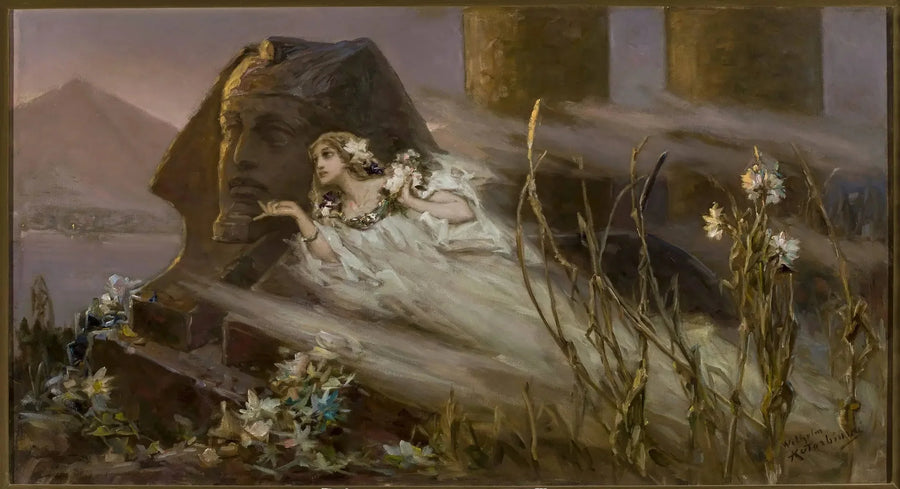 Sphinx et une femme fantôme - Wilhelm Kotarbiński image 1 copie de tableau peinte à la main