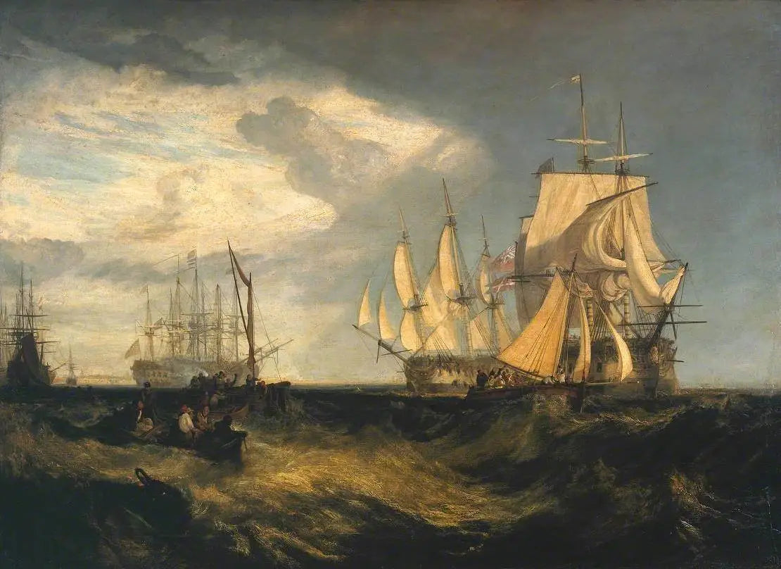 Spithead: Two Captured Danish Ships Entering Portsmouth Harbour - J. M. W. Turner image 1 copie de tableau peinte à la main