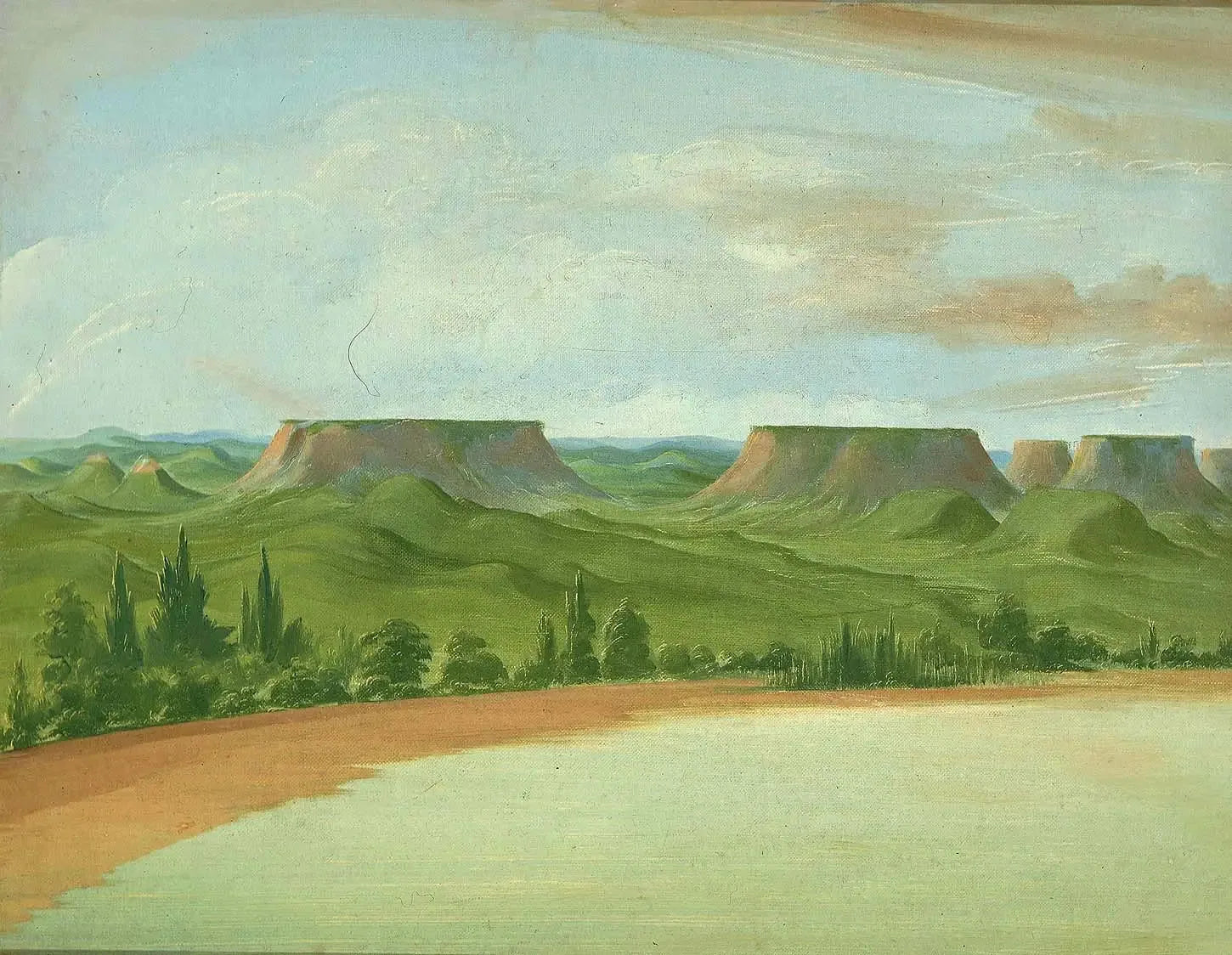 Square Hills, à 1 200 milles au-dessus de Saint-Louis - George Catlin image 1 copie de tableau peinte à la main