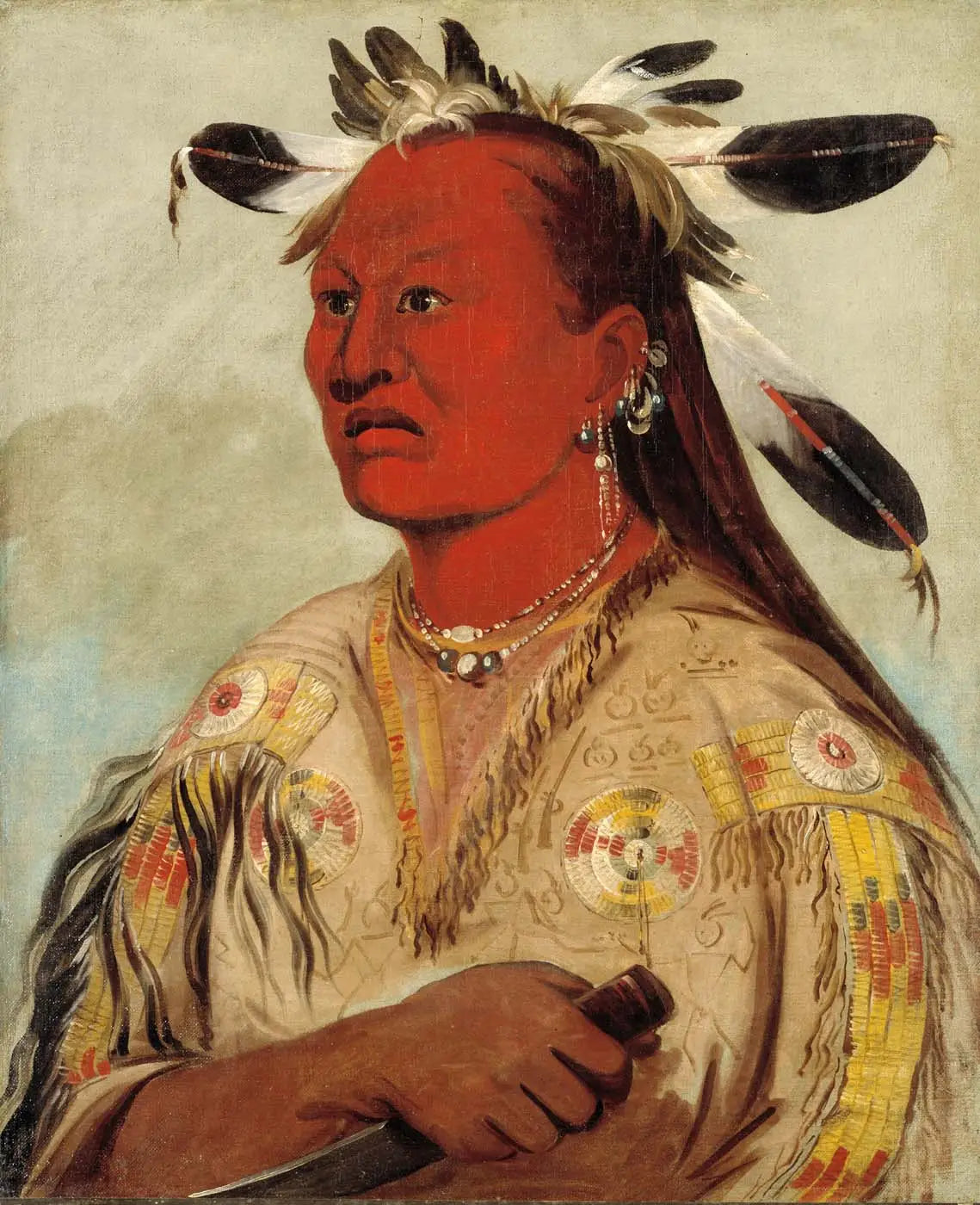 Stán-au-pat, Bloody Hand, chef de la tribu - George Catlin image 1 reproduction de peinture à l’huile