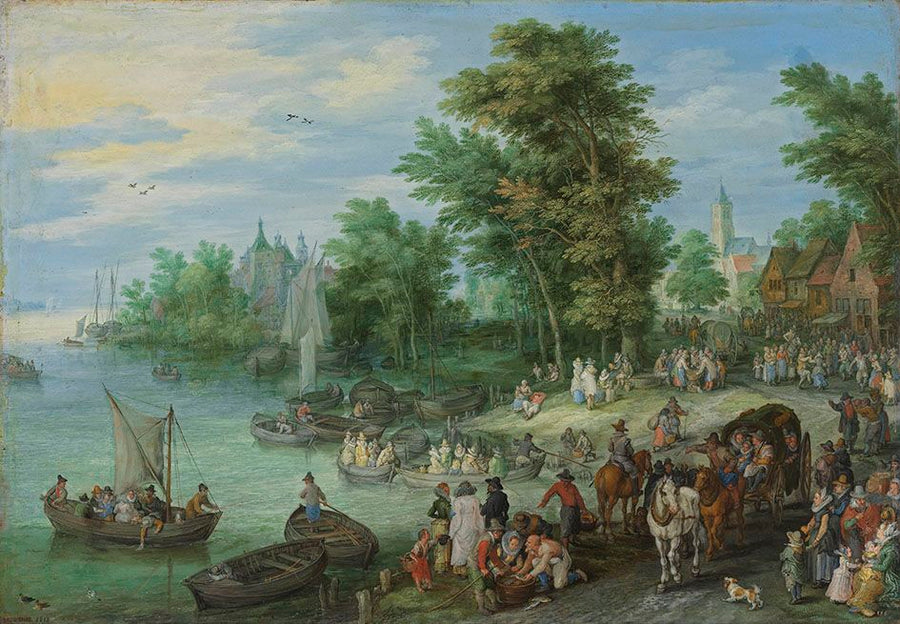 Station d'atterrissage près d'un village - Jan Brueghel l'Ancien