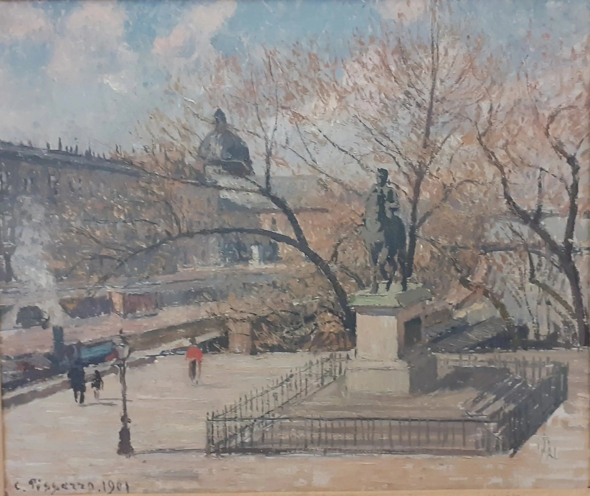 Statue d'Henri IV et hôtel de la Monnaie, matin, soleil - Camille Pissarro image 1 reproduction d’œuvre d’art à l’huile