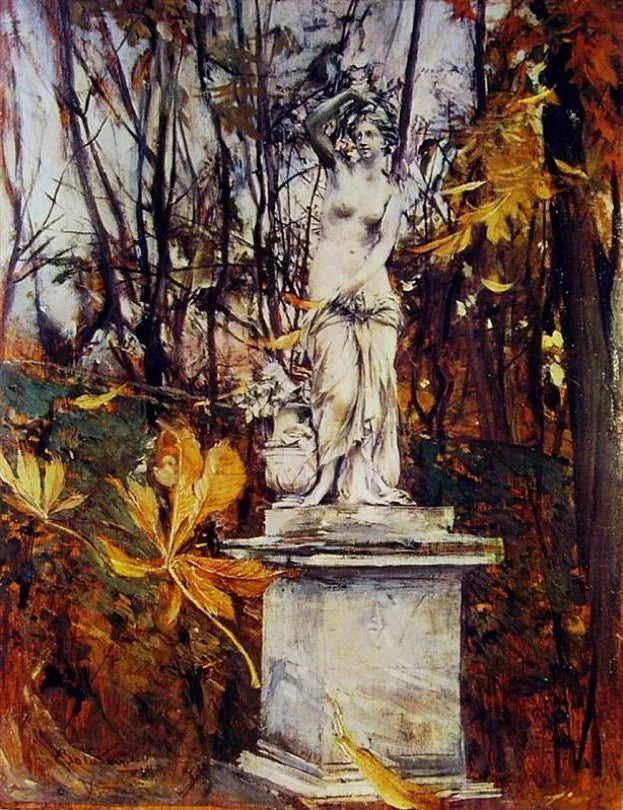 Statue dans le parc de Versailles - Giovanni Boldini image 1 reproduction de peinture à l’huile