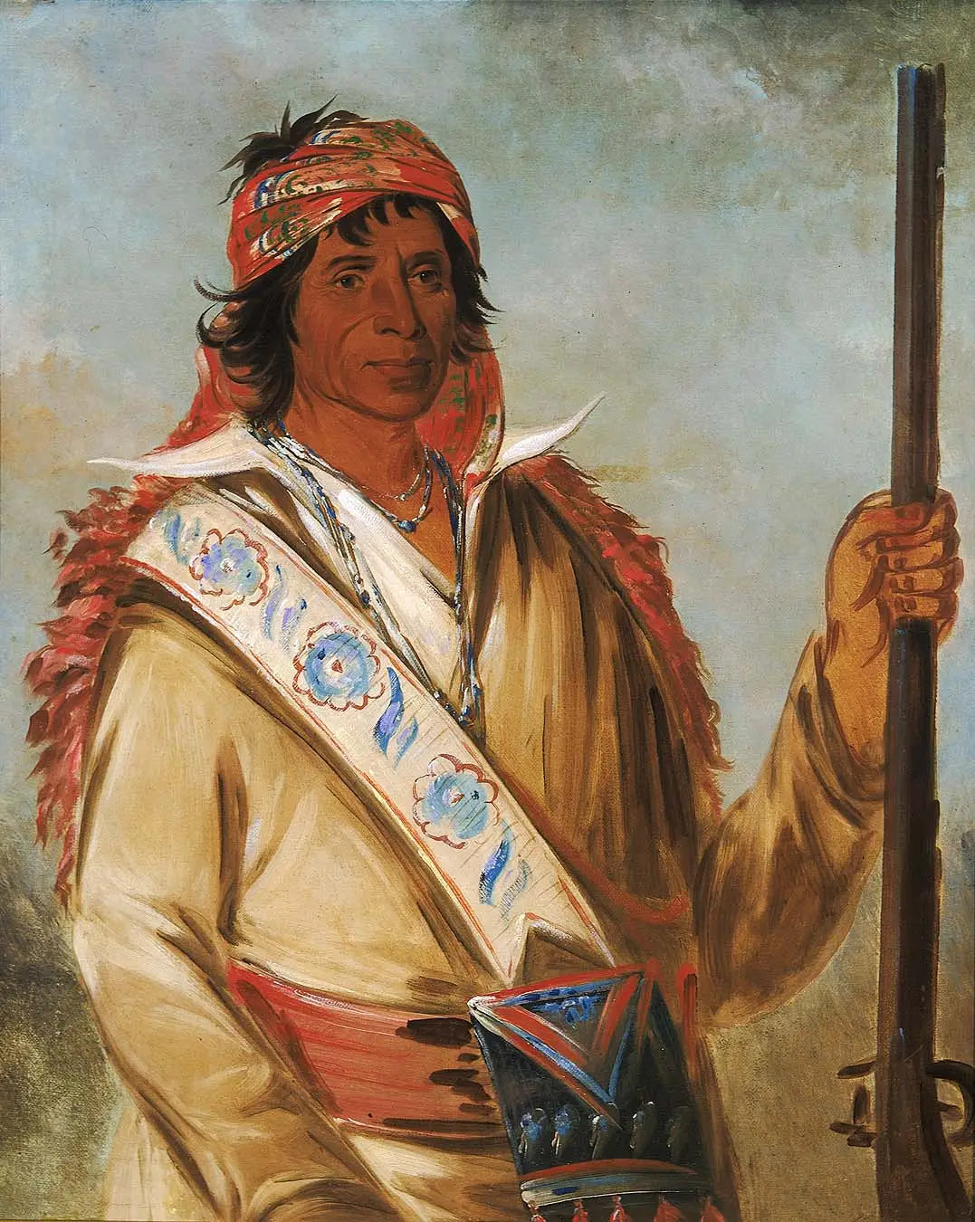 Steeh-tcha-kó-me-co, Grand Roi (appelé Ben Perryman), un chef - George Catlin image 1 reproduction de peinture à l’huile