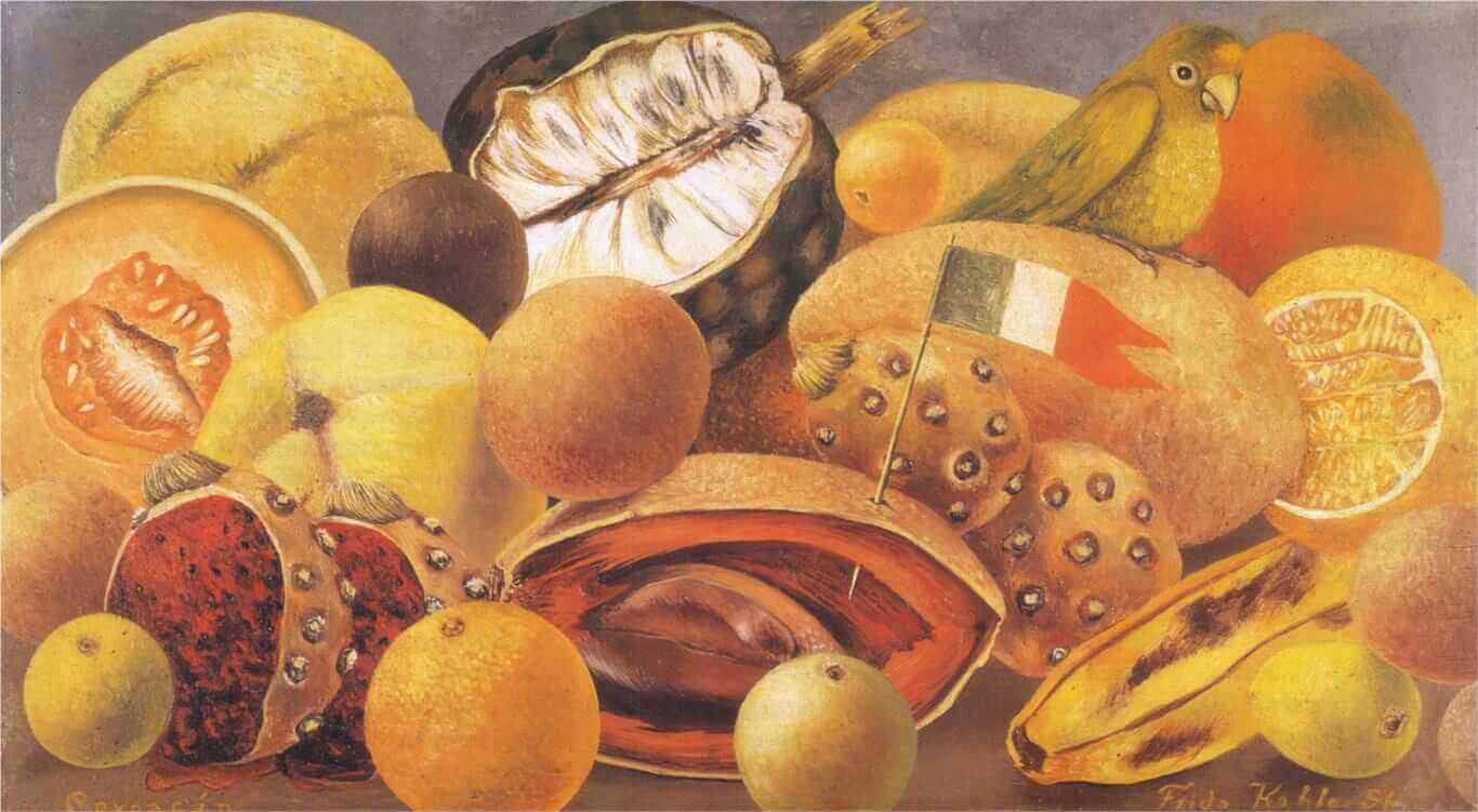 Nature morte au perroquet et au drapeau - Frida Kahlo image 1 reproduction de peinture à l’huile