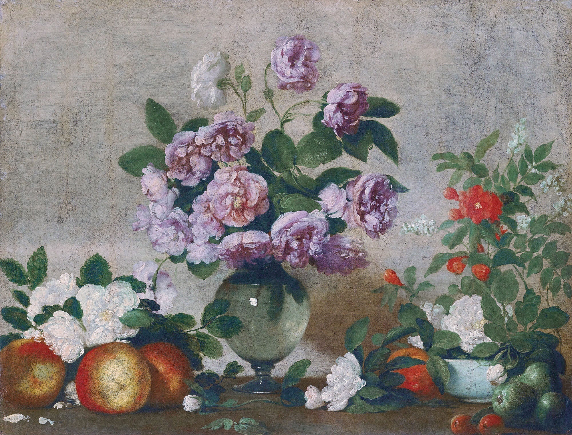 Still Life with Peonies and Fruit - Bernardo Strozzi image 1 tableau peint à l’huile sur toile