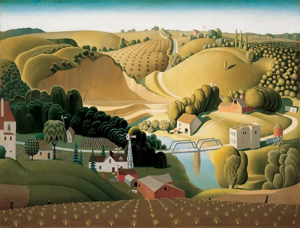 Stone City, Iowa - Grant Wood image 1 reproduction artisanale de tableau