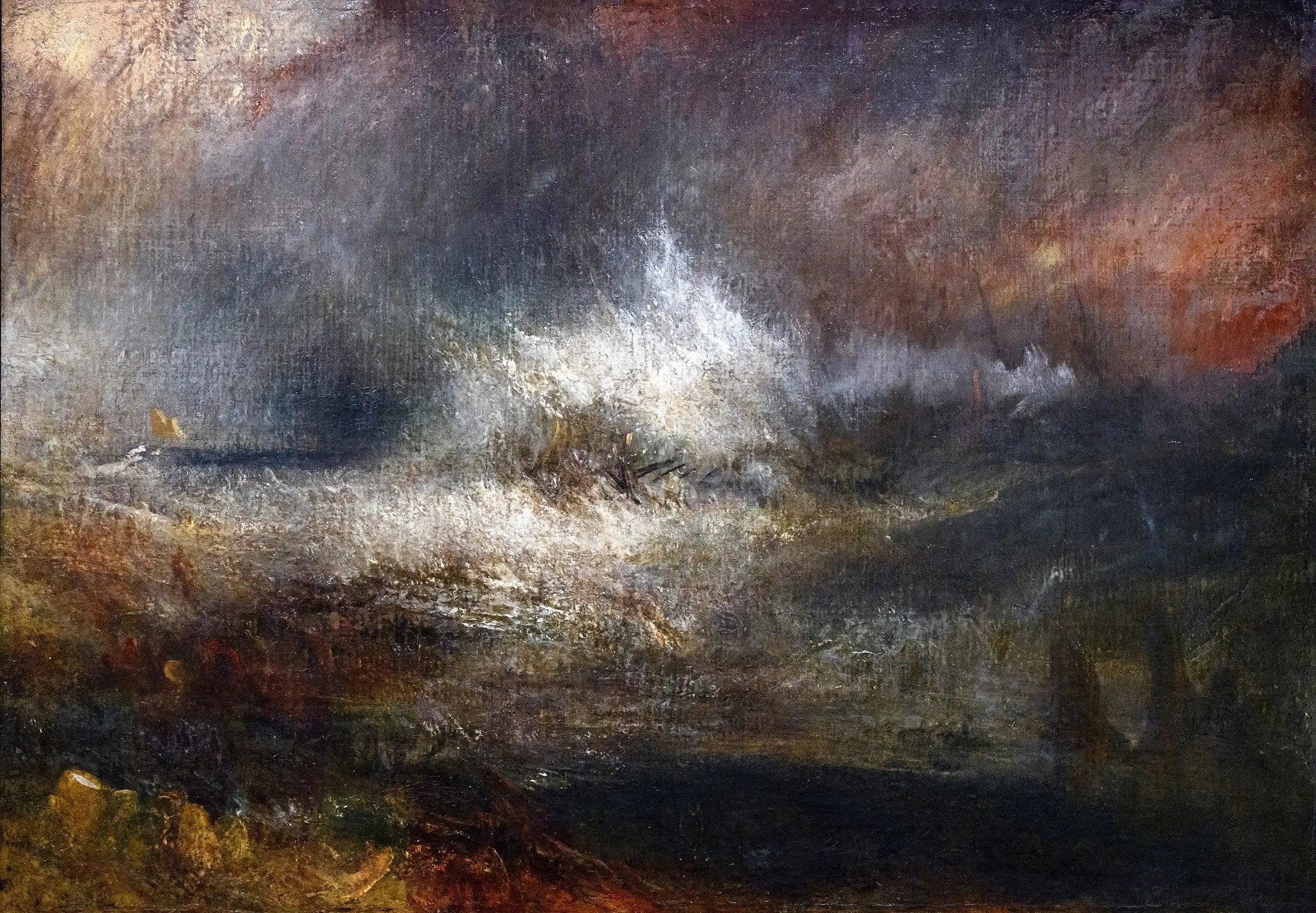 Stormy Sea with Blazing Wreck - J. M. W. Turner image 1 copie de tableau peinte à la main