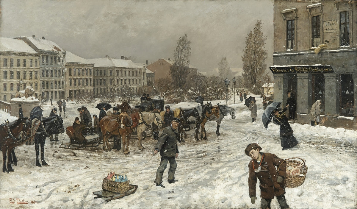 Stortings plass - Frits Thaulow image 1 copie de tableau peinte à la main