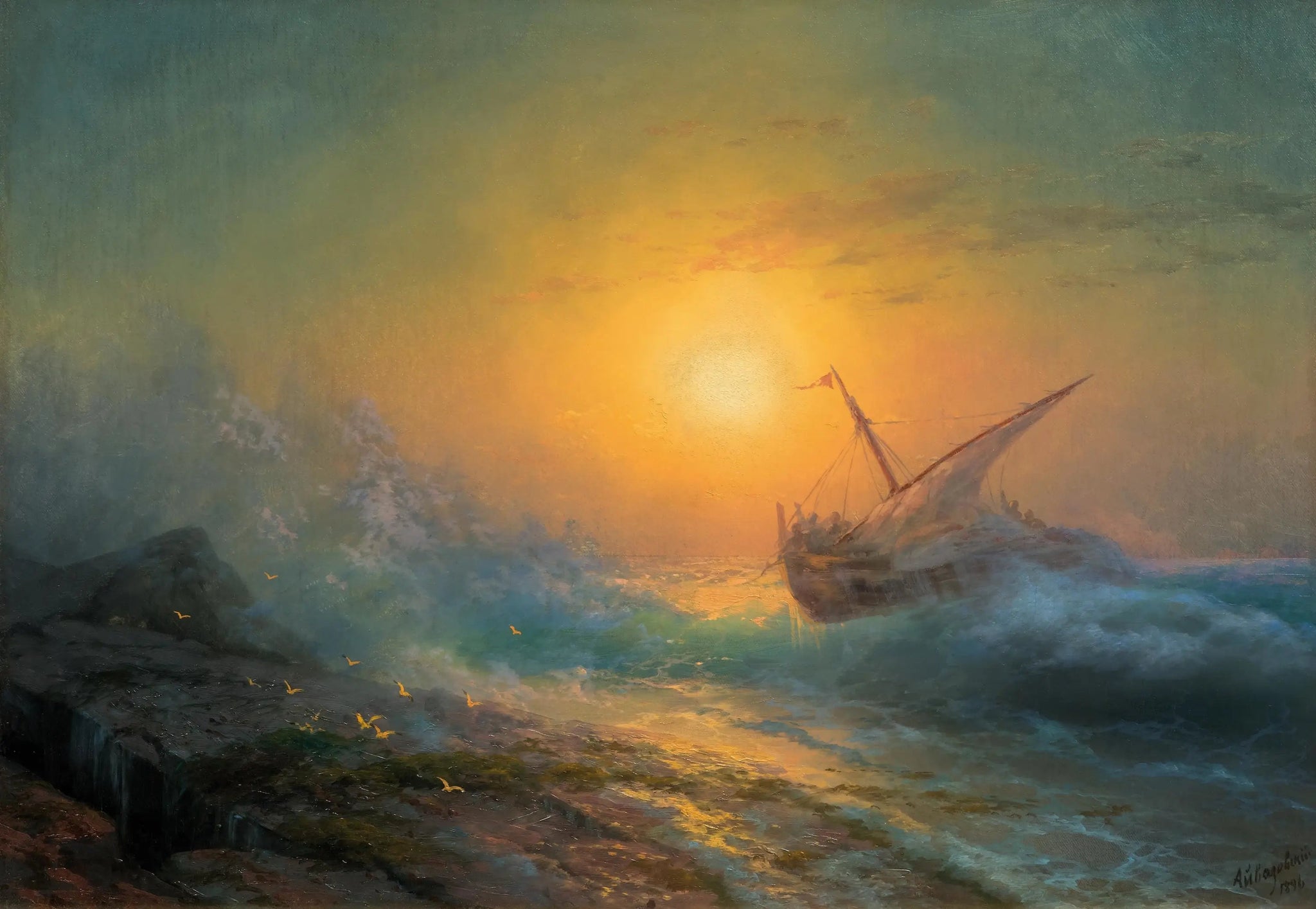 Stürmische See im Abendrot. - Ivan Aïvazovski image 1 reproduction d’œuvre d’art à l’huile