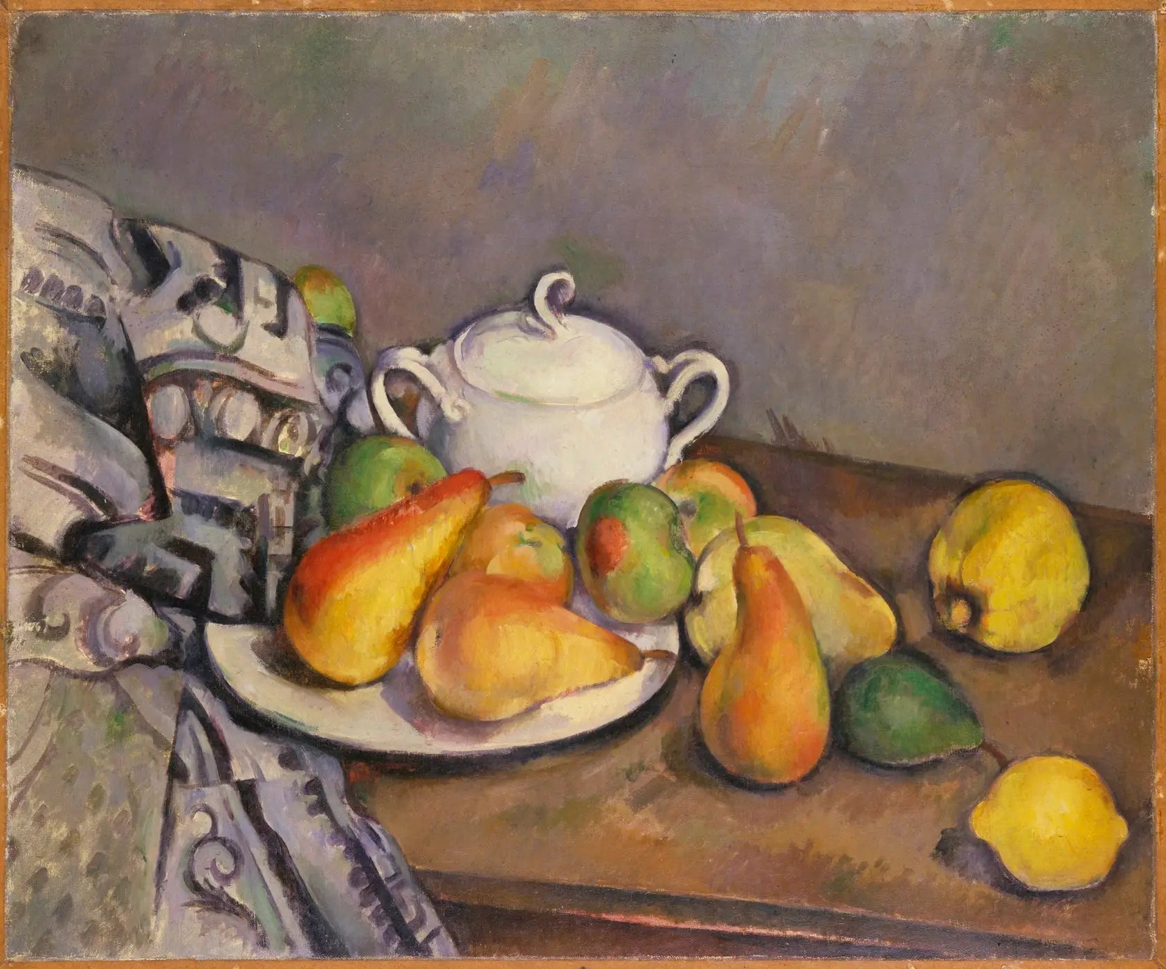 Sucrier, poires et tapis - Paul Cézanne image 1 reproduction d’œuvre d’art à l’huile