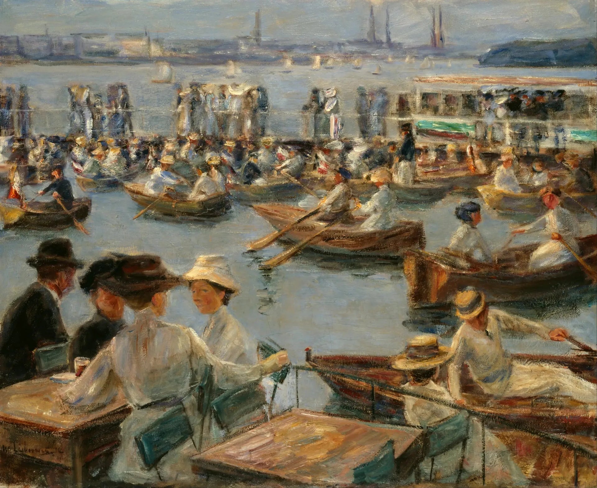 Sur l'Alster à Hambourg - Max Liebermann image 1 reproduction de peinture à l’huile