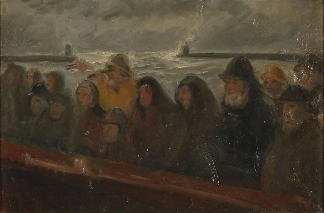 Sur la jetée. Étudier. - Michael Peter Ancher image 1 reproduction de peinture à l’huile