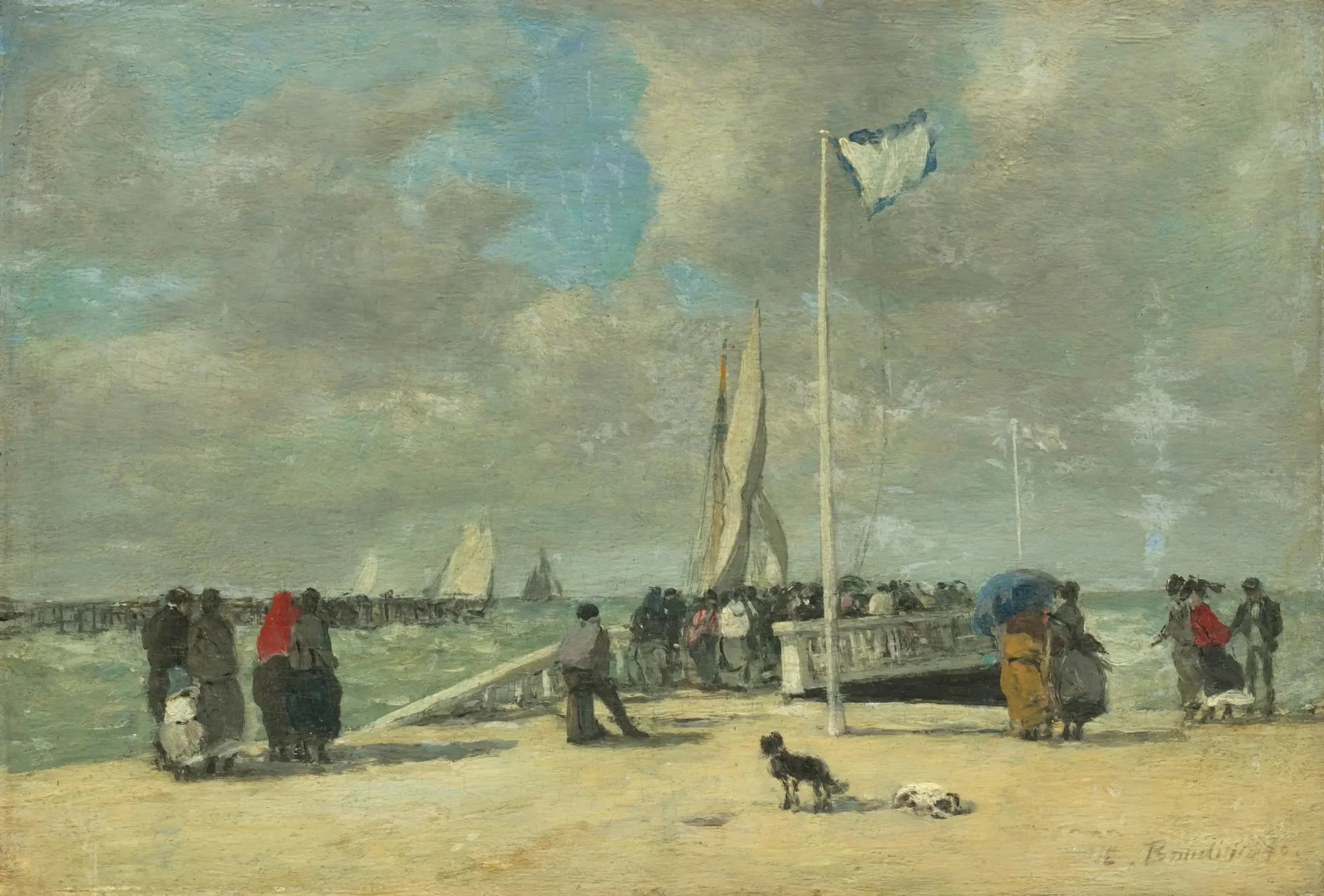 Sur la jetée - Eugène Boudin image 1 copie de tableau peinte à la main
