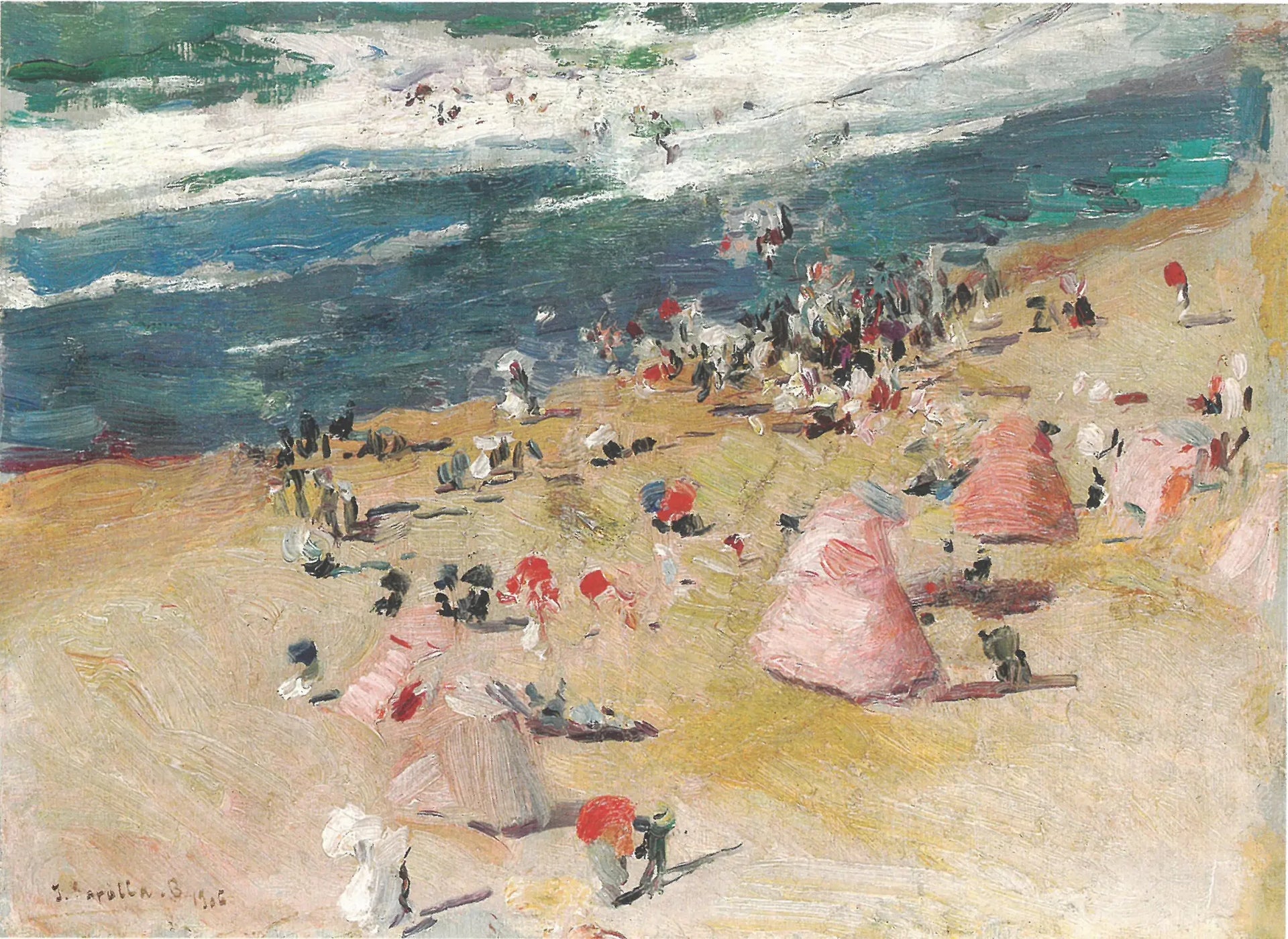 Sur la plage de Biarritz - Joaquín Sorolla image 1 copie de tableau peinte à la main