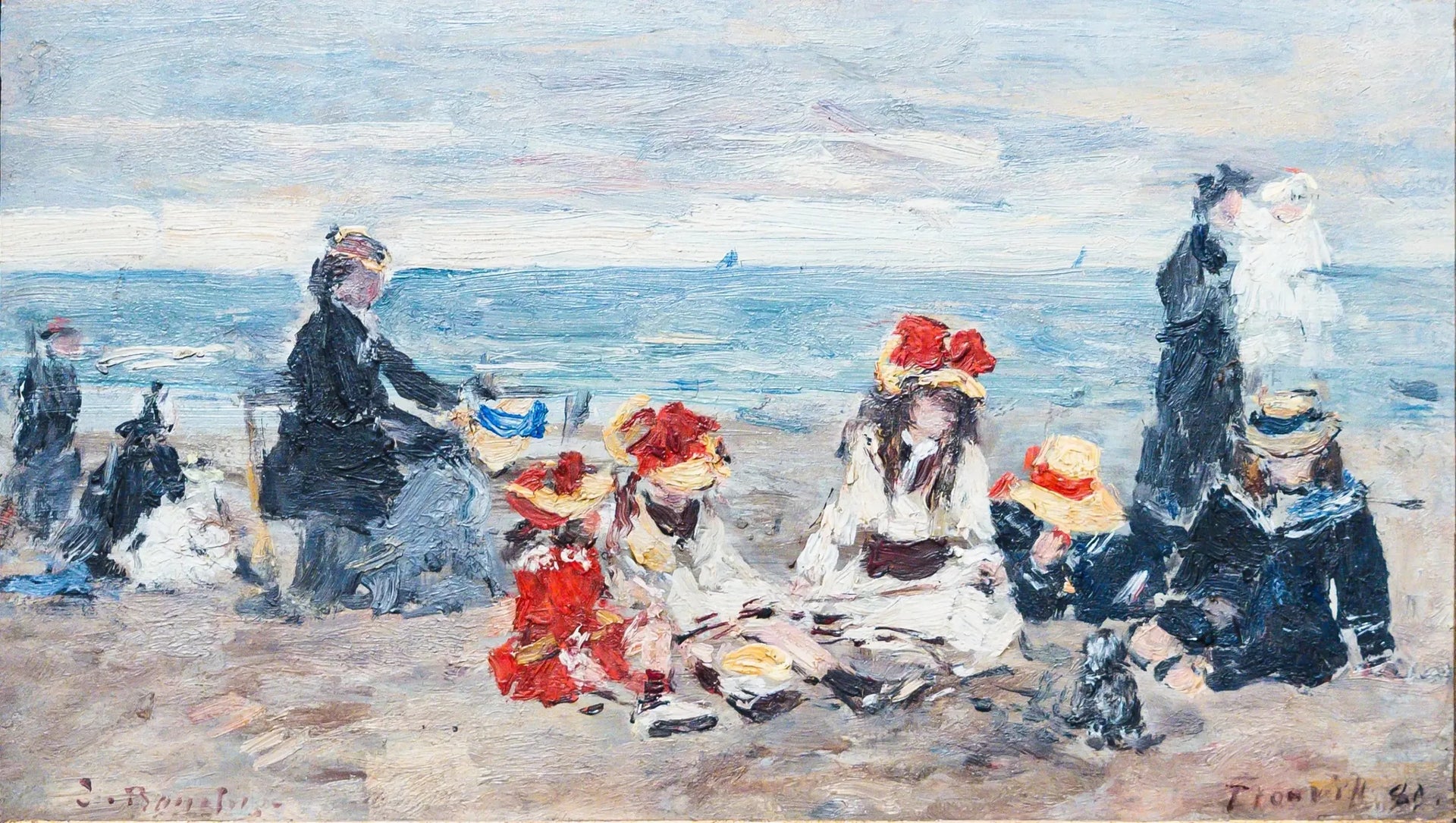 Sur la plage de Trouville - Eugène Boudin image 1 reproduction réalisée par Alpha Reproduction
