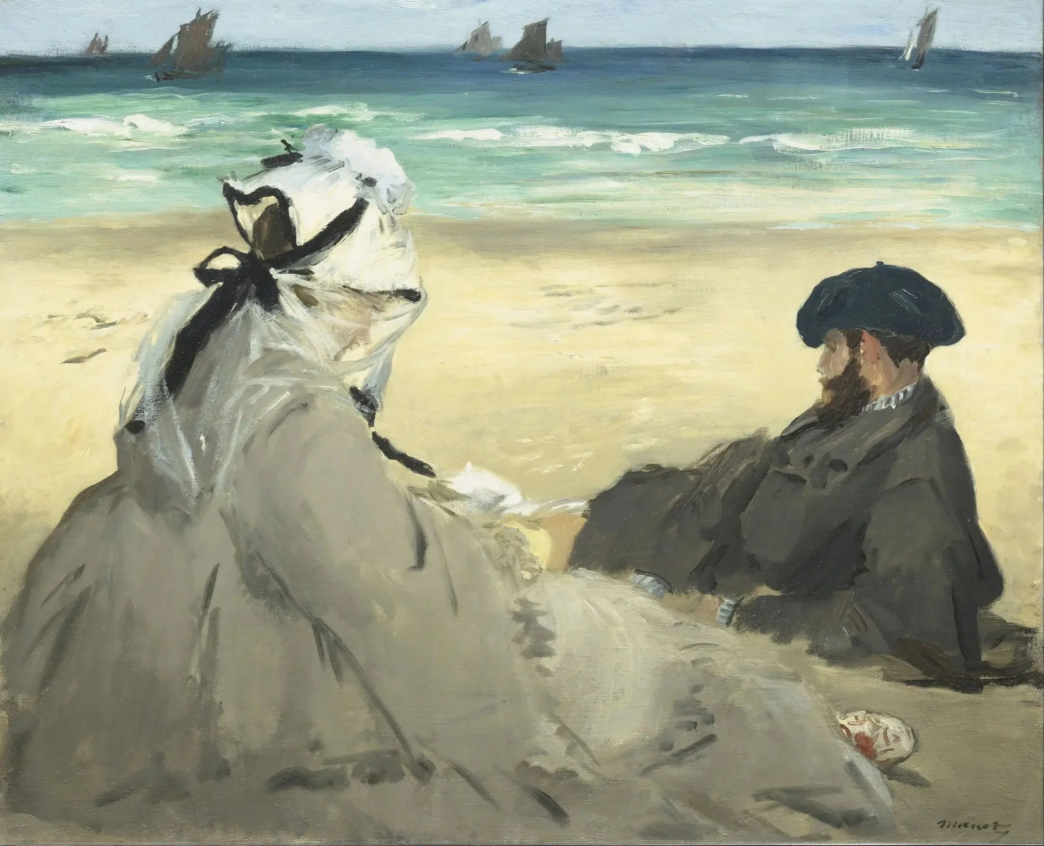 Sur la plage - Édouard Manet image 1 reproduction artisanale de tableau
