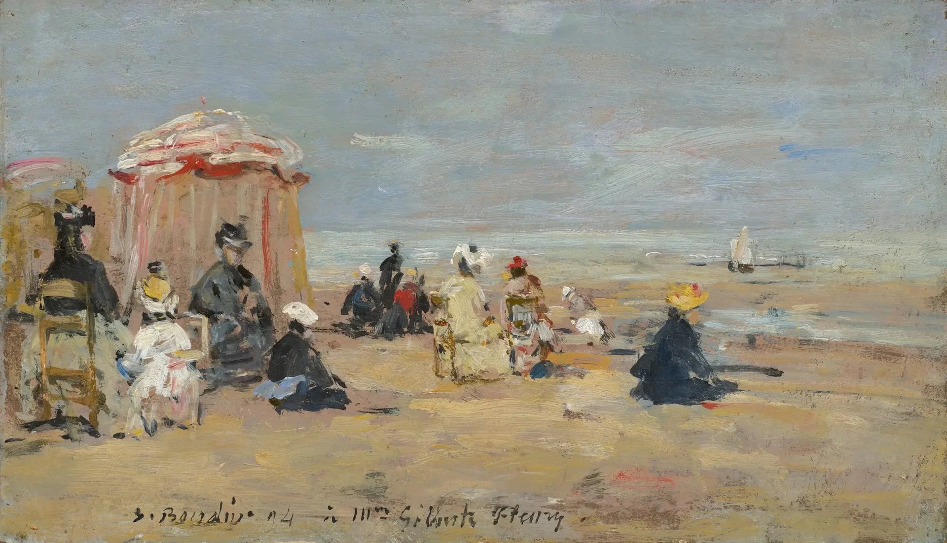 Sur la plage - Eugène Boudin image 1 reproduction de peinture à l’huile