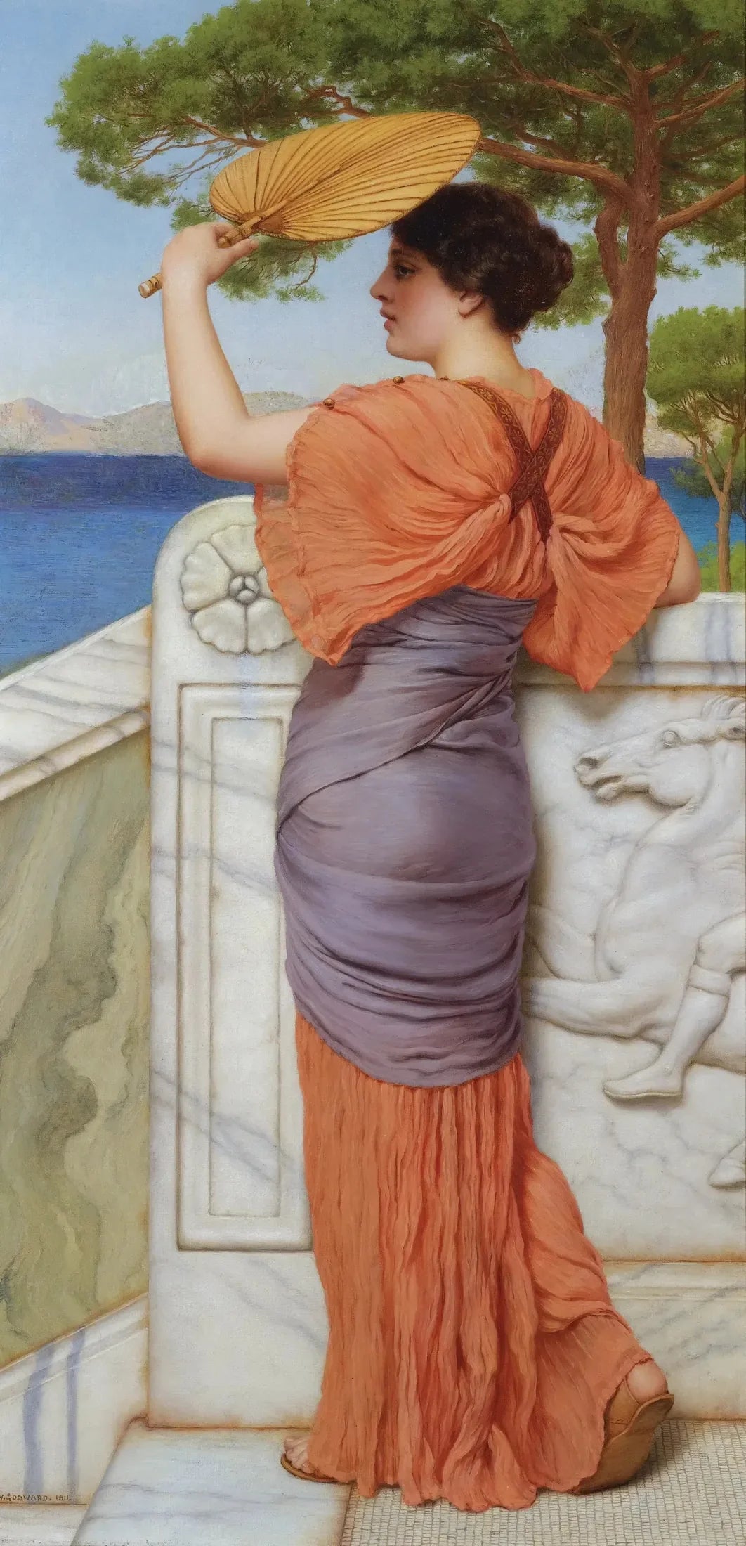 Sur le balcon - John William Godward image 1 reproduction réalisée par Alpha Reproduction