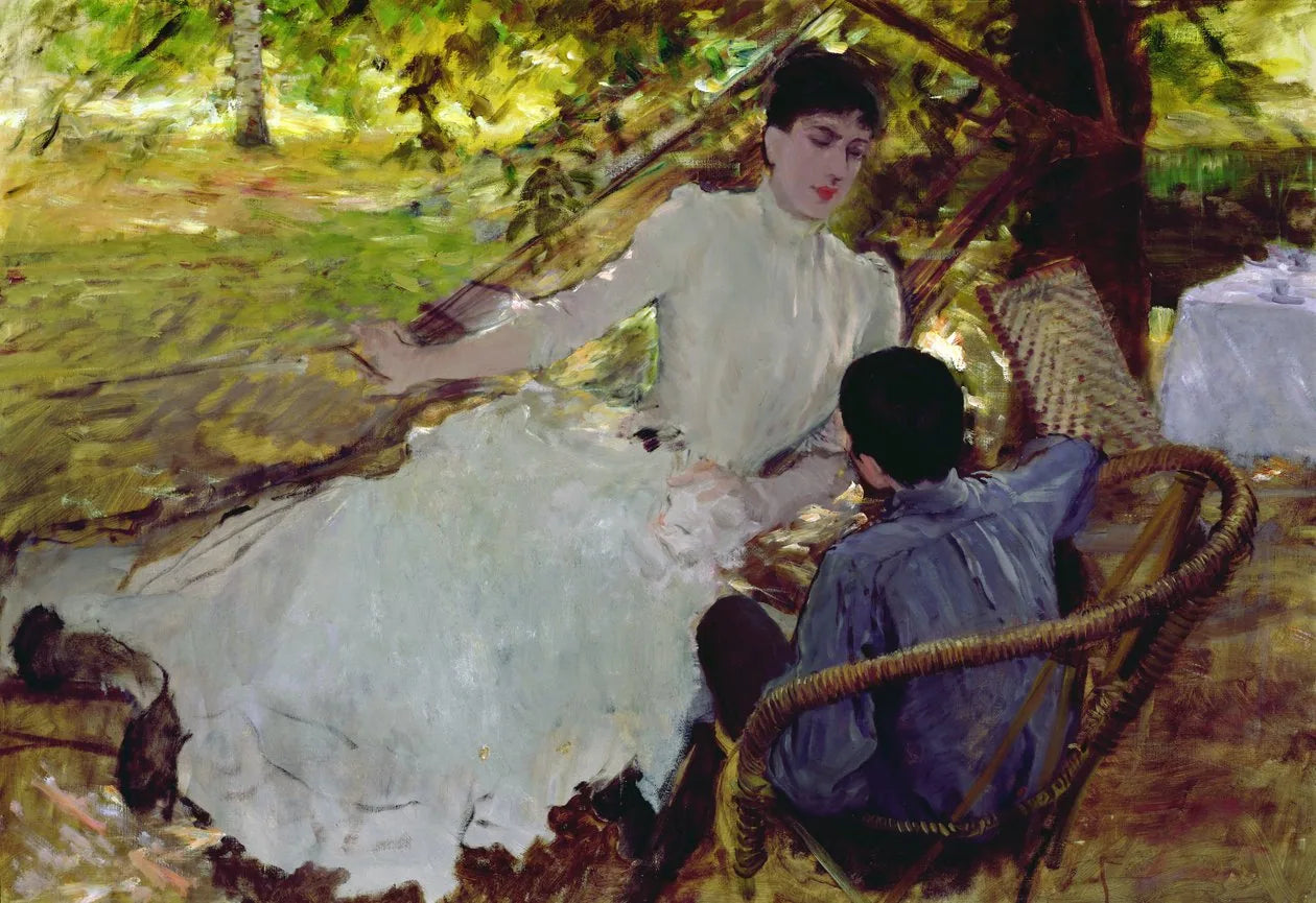 Sur le hamac - II - Giuseppe De Nittis image 1 reproduction de peinture à l’huile