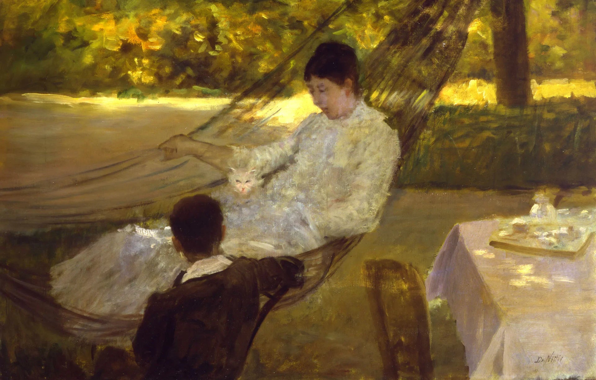 Sur le hamac - III - Giuseppe De Nittis image 1 copie peinte à la main à l’huile