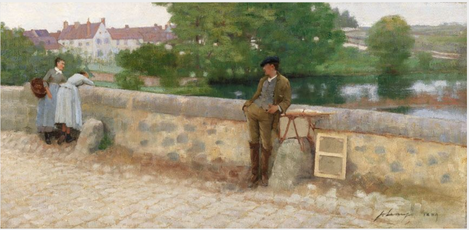 Sur le pont de Grez - John Lavery image 1 reproduction artisanale de tableau