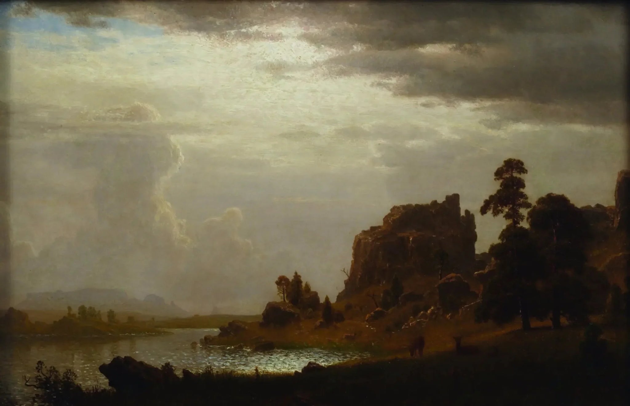 Sur le Sweetwater près de la Porte du Diable - Albert Bierstadt image 1 copie de tableau peinte à la main