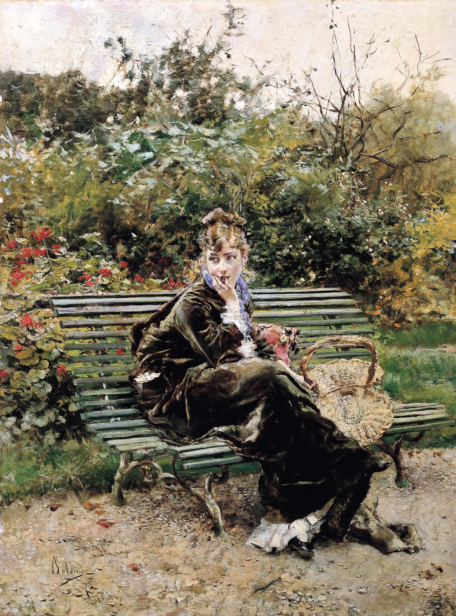 Sur un banc au Bois - Giovanni Boldini image 1 tableau peint à l’huile sur toile