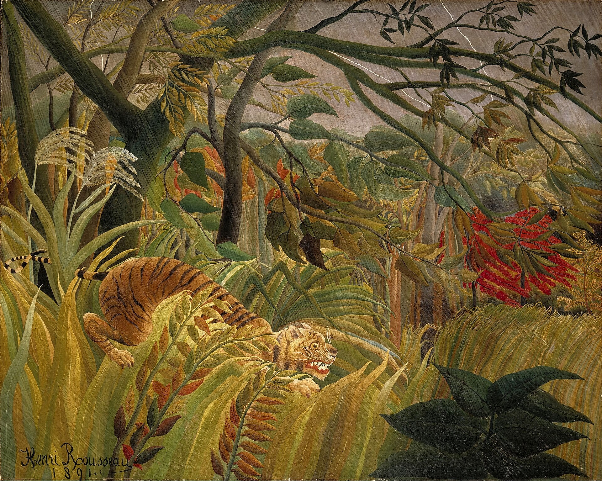Surpris ! / Tigre dans une tempête tropicale - Henri Rousseau