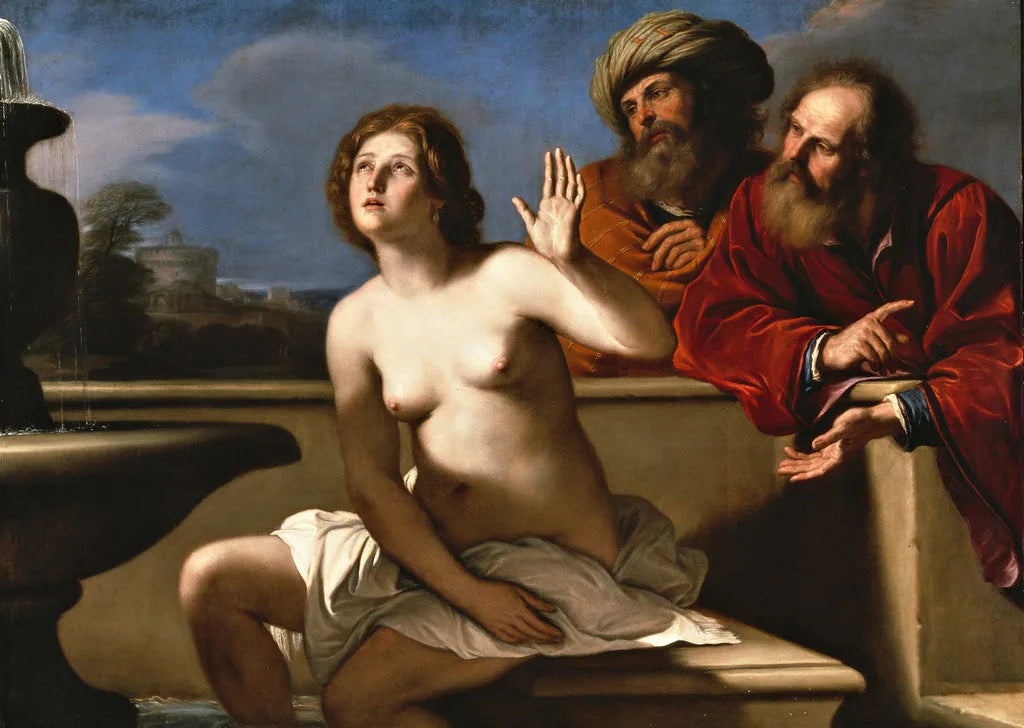 Suzanne et les Vieillards - Guercino image 1 copie peinte à la main à l’huile