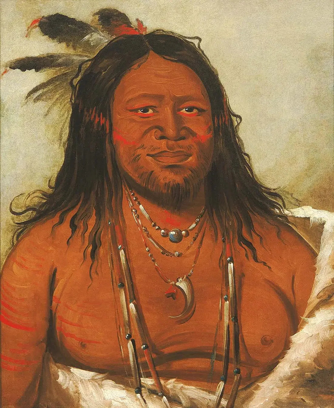 Ta-wáh-que-nah, Montagne des Rochers, Deuxième Chef de la Tribu - George Catlin image 1 reproduction d’œuvre d’art à l’huile