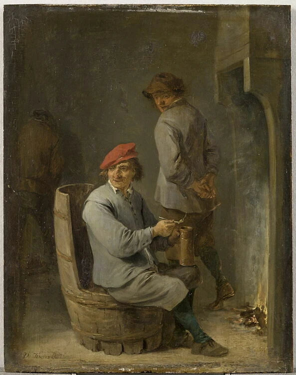 Tabagie. Fumeur au tonneau - David II Teniers