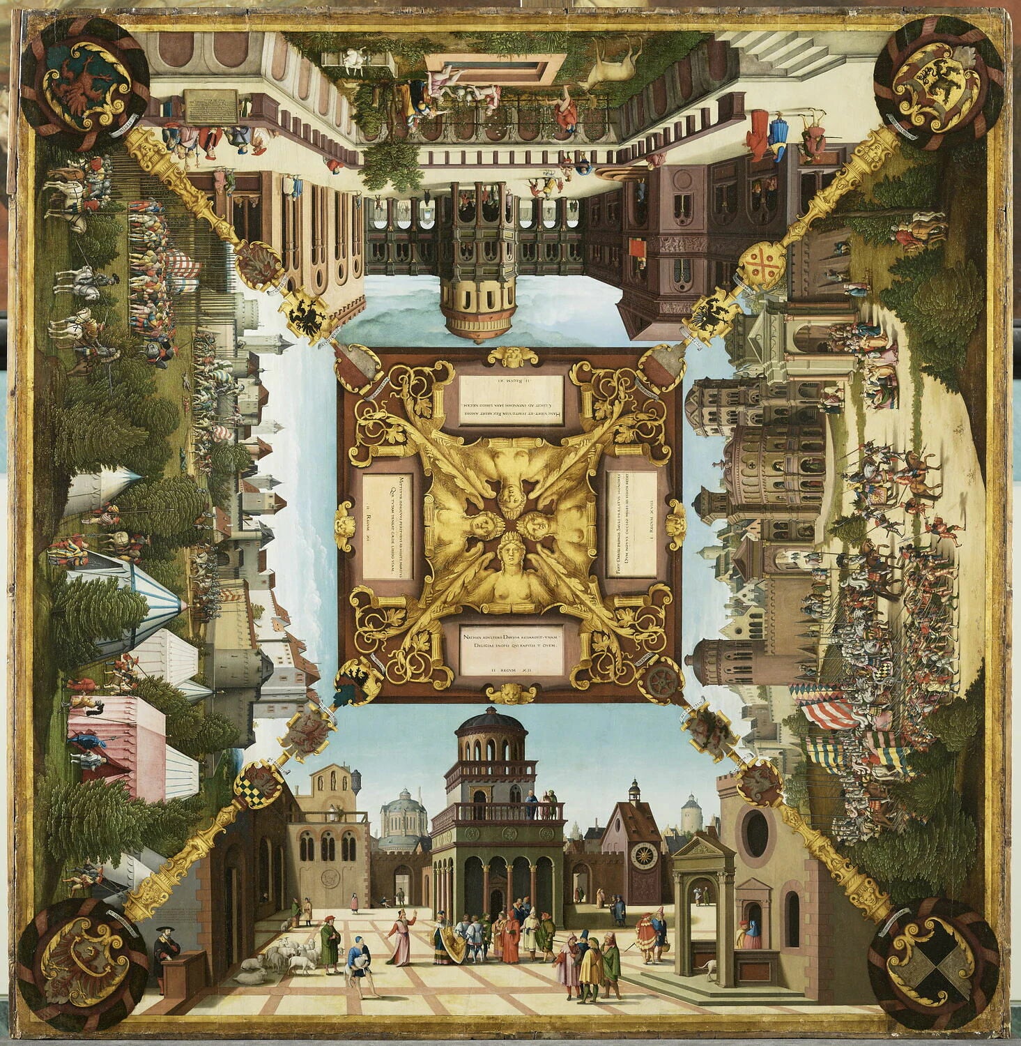 Table peinte illustrant l'Histoire de David - Hans Sebald Beham