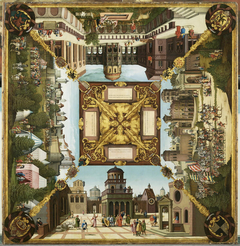Table peinte illustrant l'Histoire de David - Hans Sebald Beham