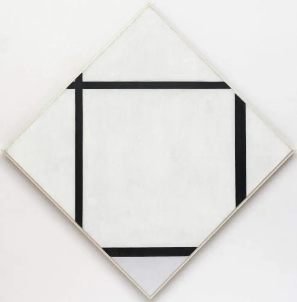 Tableau I : Losange à quatre lignes et gris - Piet Mondrian image 1 reproduction artisanale de tableau