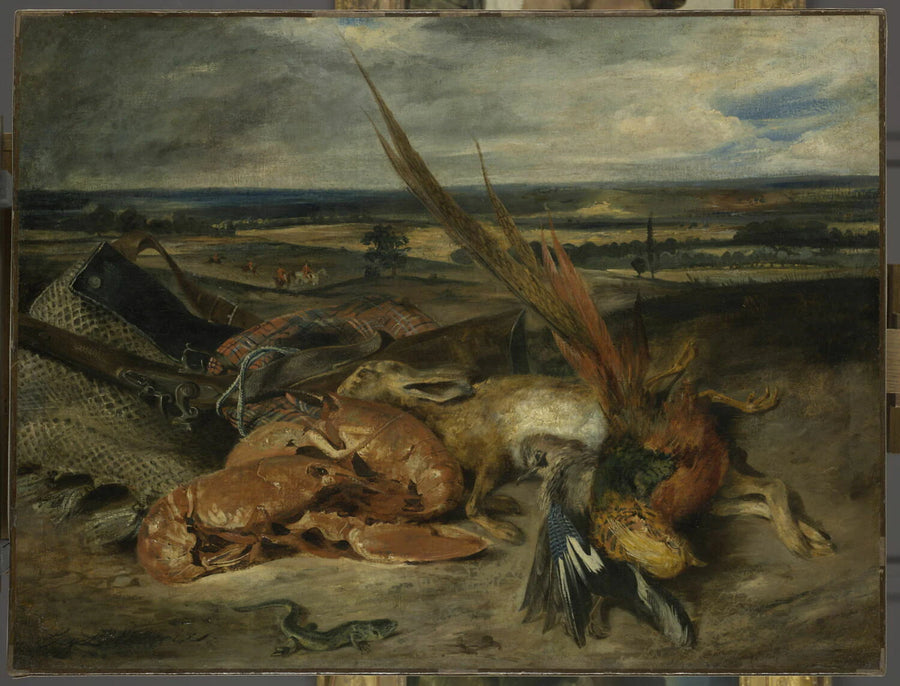 Tableau de nature morte, dit Nature morte au homard et trophées de chasse et de pêche - Eugène Delacroix