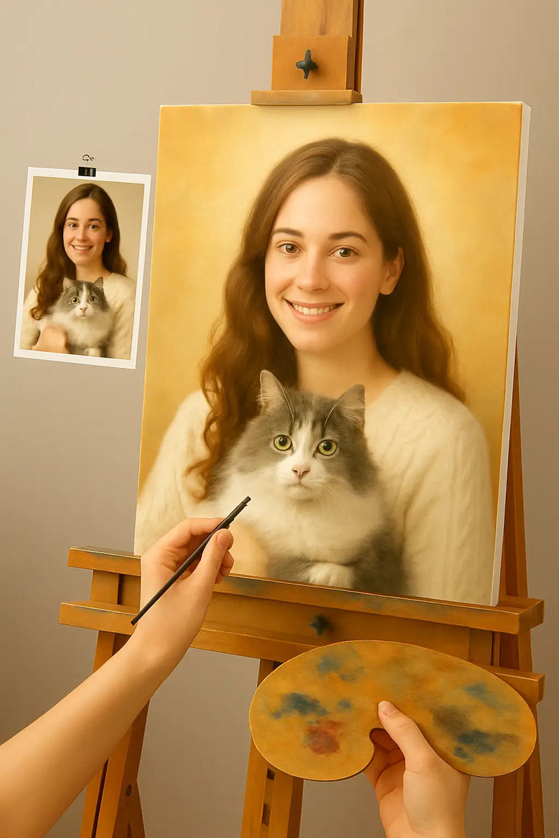 🎨 Tableau personnalisé - Animal et Personne – Peinture à l’Huile Unique