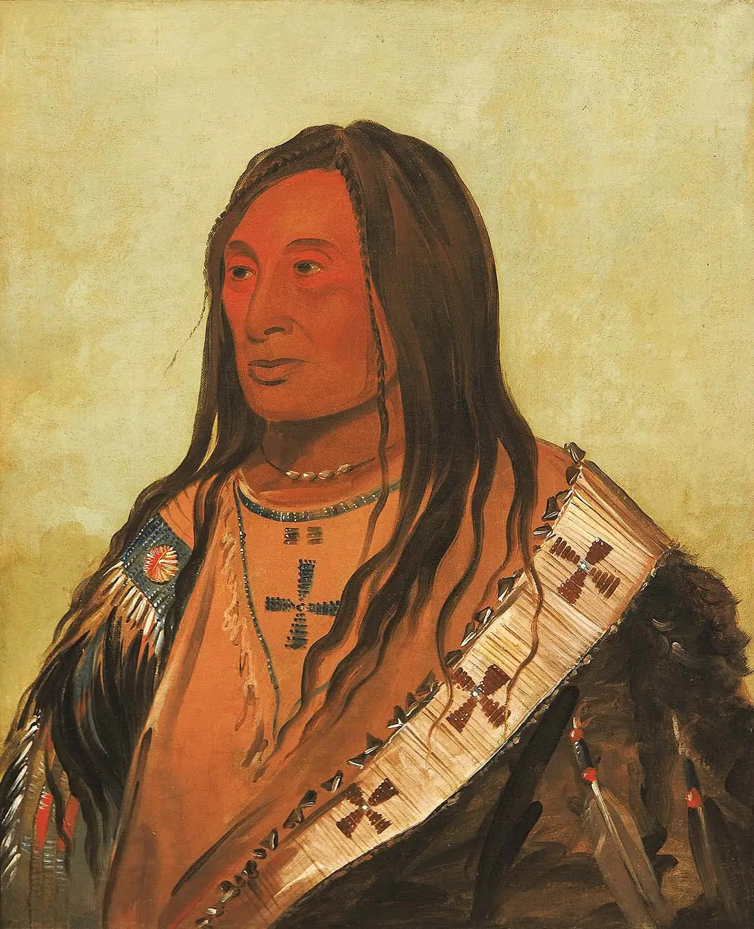 Táh-zee-keh-dá-cha, Ventre déchiré, un brave distingué - George Catlin image 1 tableau peint à l’huile sur toile