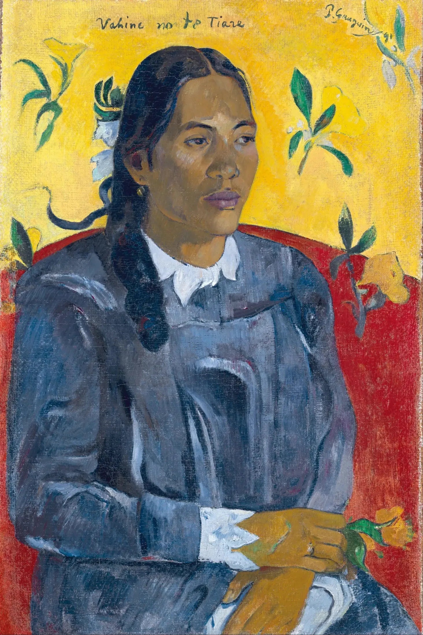 Tahitienne à la fleur - Paul Gauguin image 1 reproduction artisanale de tableau