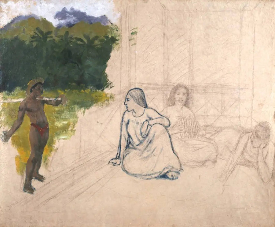 Tahitiens, ou Tahitiennes au repos - Paul Gauguin