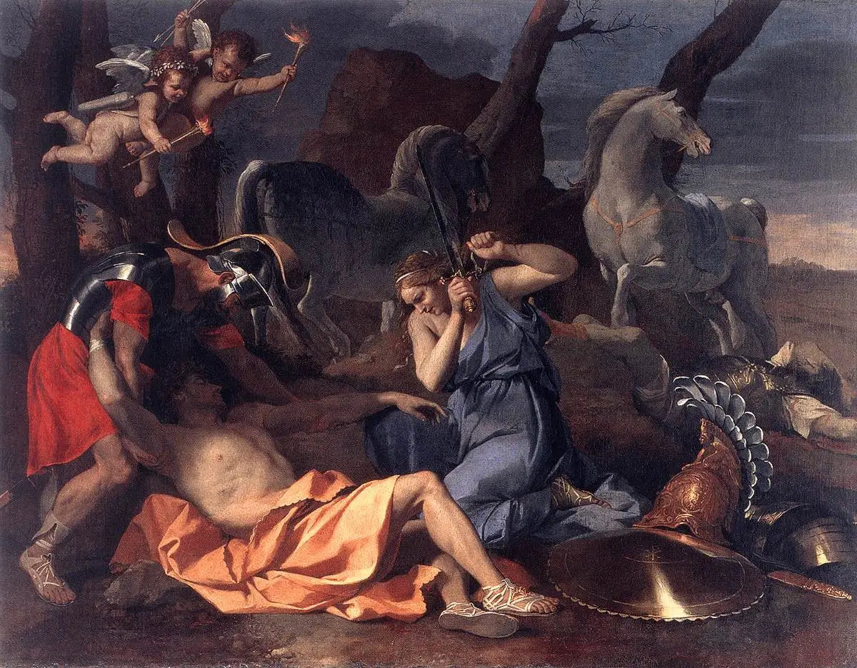Tancrède et Herminie - Nicolas Poussin image 1 reproduction d’œuvre d’art à l’huile