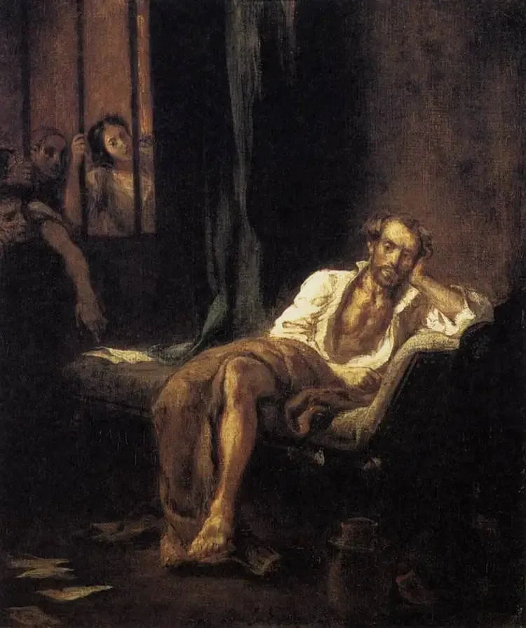 Tasse à l'hôpital de St Anne Ferrara - Eugène Delacroix image 1 copie de tableau peinte à la main