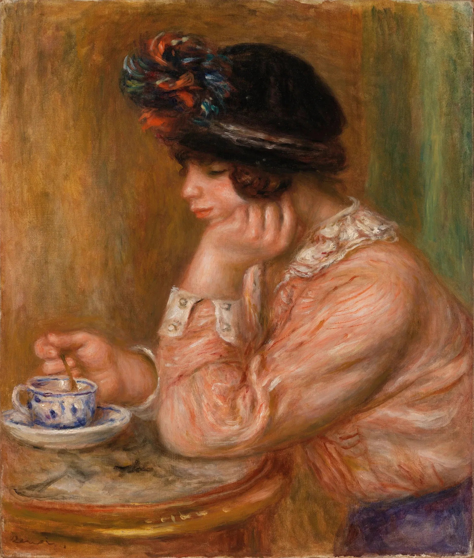 Tasse de chocolat (La Tasse de chocolat) - Pierre-Auguste Renoir image 1 copie peinte à la main à l’huile