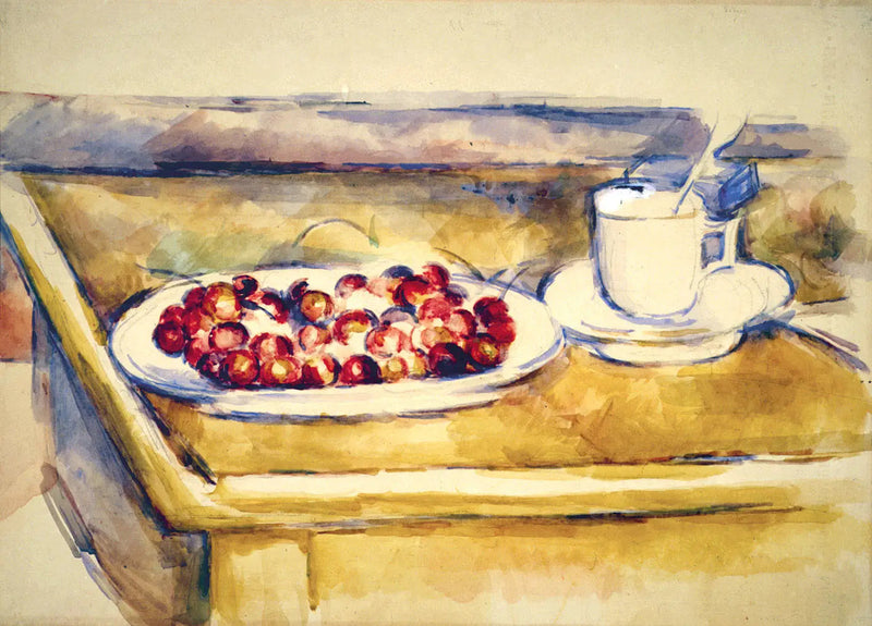 Tasse et plat de cerises - Paul Cézanne
